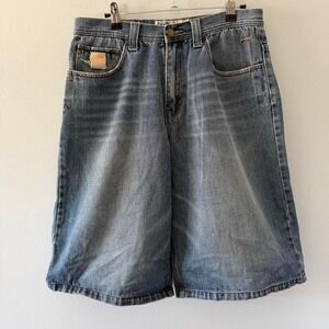 Vintage Y2K Encyce Denim Baggy Blue Jorts Embroided Mens 32